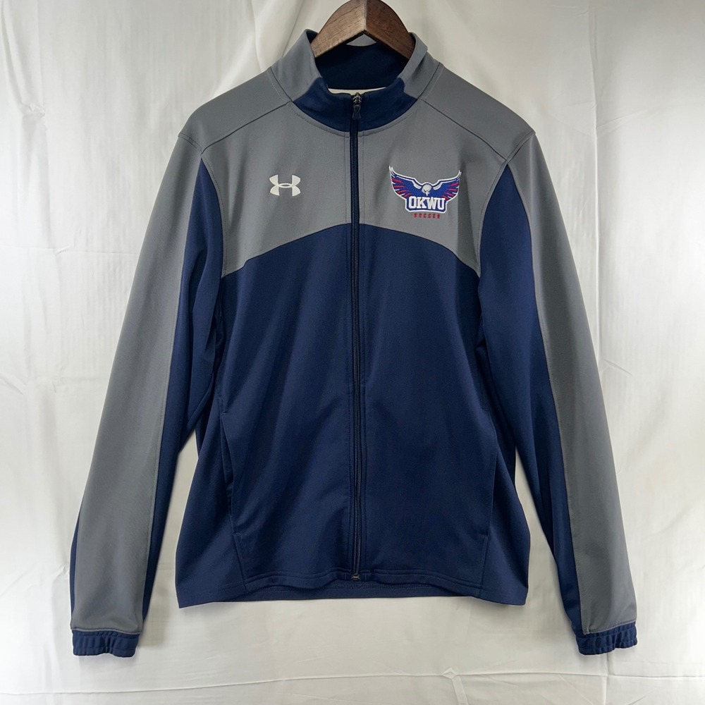 Under Armour OKWU Soccer Track Jacket Mens Medium Navy Gray Full Zip 1259617